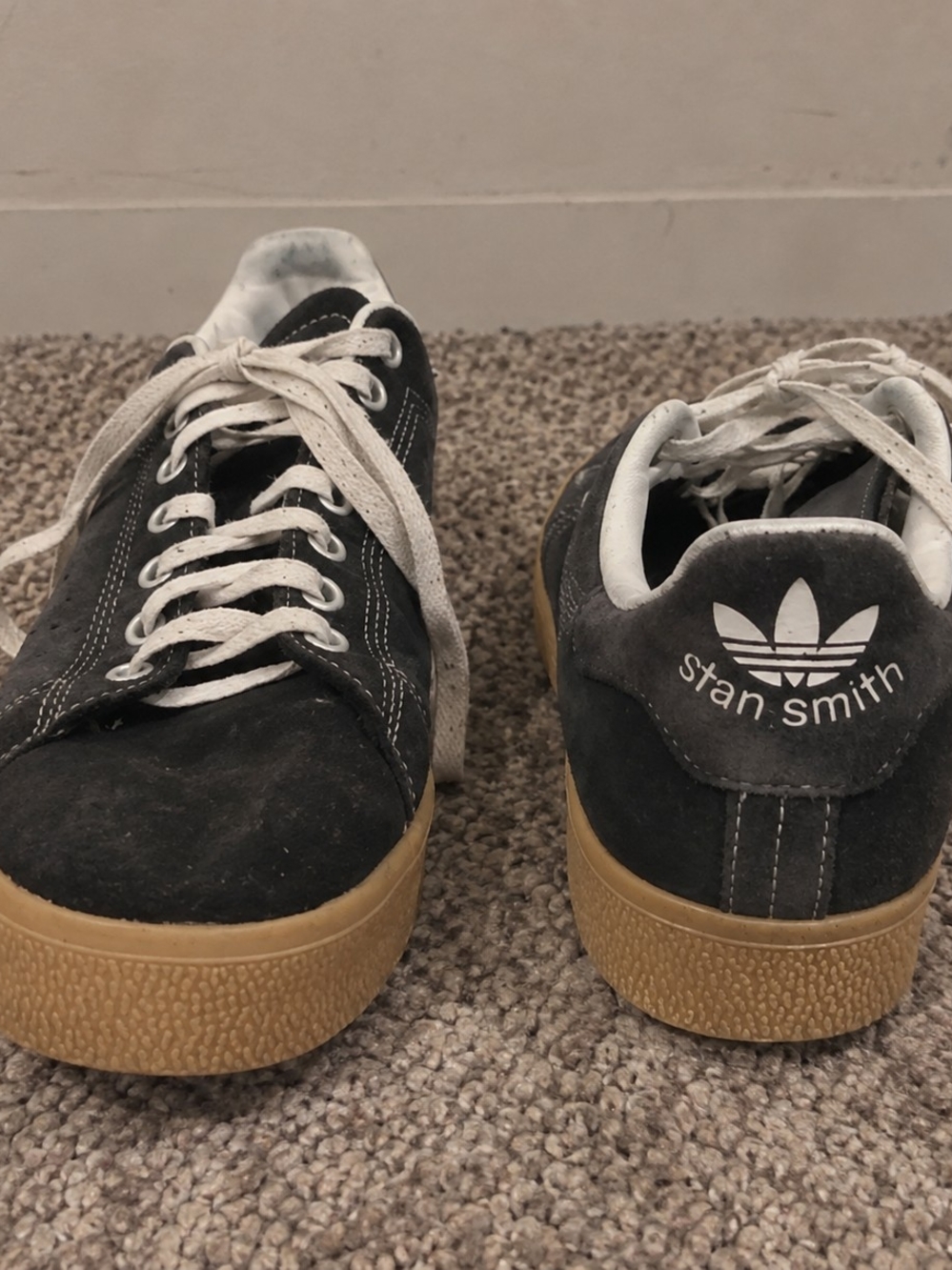 adidas Stan Smith Black Suede Sneakers with Gum Sole